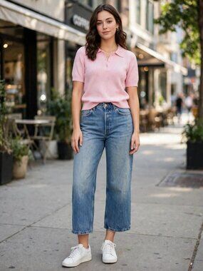 Zara Wide Leg Crop Jeans Light Wash Size 8